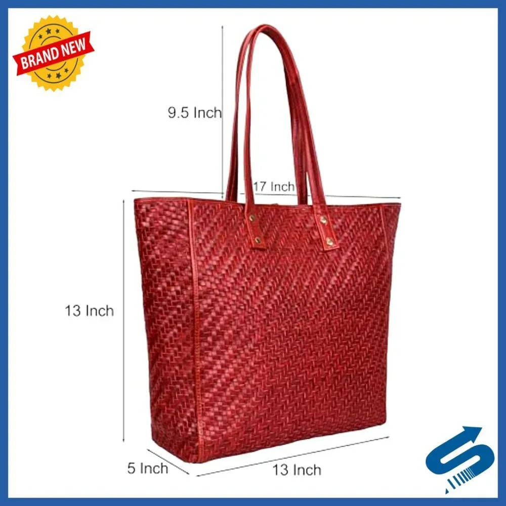 Leather Tote Bag Vintage Chic Elegant Top Handle Shoulder Bag Large Capacity